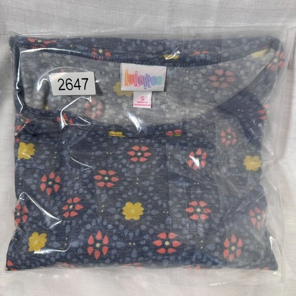 LuLaRoe IRMA Heathered Gray Floral Yellow Daisies Hi-Low Tunic Top Shirt SMALL S - Picture 6 of 6